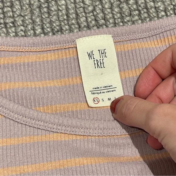 Free People We the Free Striped Good Find Bell Sleeve in Lilac/Peach (XS) - Picture 5 of 6